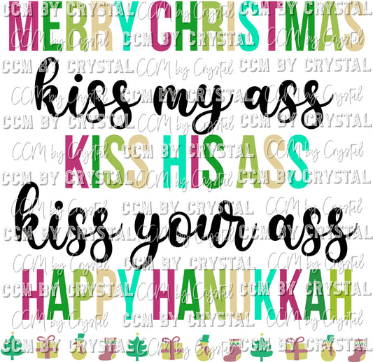 Merry Christmas Kiss My Ass Background Ready to Press Transfer