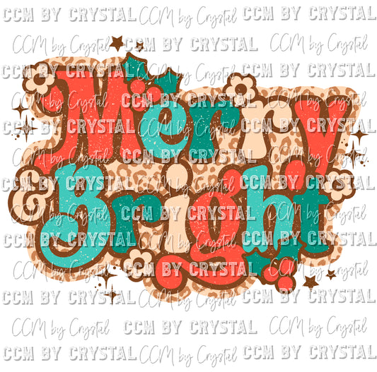 Merry and Bright Christmas Background Ready to Press Transfer
