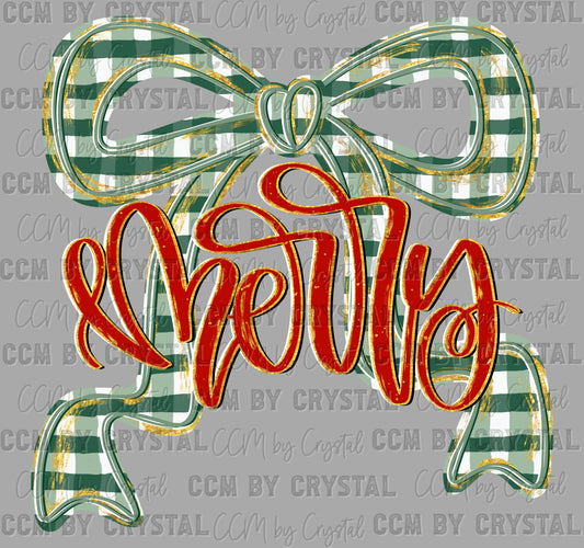 Merry Faux Glitter Bow Christmas Ready to Press Transfer DTF Transfer Sublimation Transfer