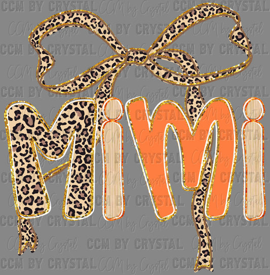 Mimi Bow Leopard Faux Glitter Ready to Press Transfer DTF Transfer Sublimation Transfer