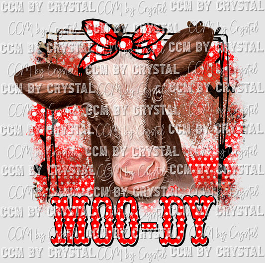 Moody Cow Red Polka Dots Ready to Press Transfer