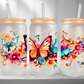 Butterflies UV Transfer 16oz Libby Glass Can Wrap Ready to Apply