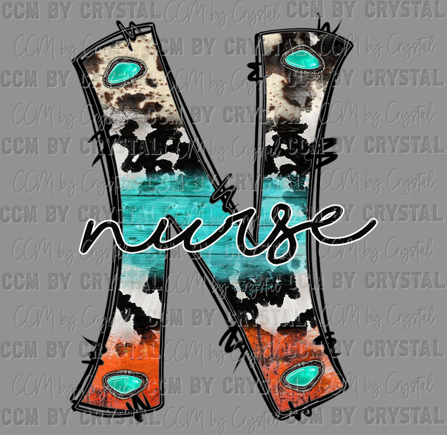 N Nurse Western Ready to Press Transfer DTF Transfer Sublimation Transfer