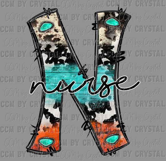 N Nurse Western Ready to Press Transfer DTF Transfer Sublimation Transfer