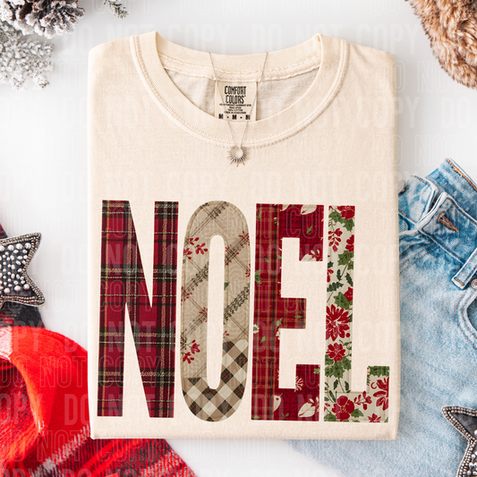Noel Christmas Floral Faux Fake Patch Ready to Press Transfer DTF Transfer Sublimation Transfer