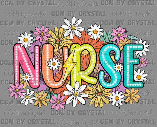 Floral Nurse Ready to Press Transfer DTF Transfer Sublimation Transfer