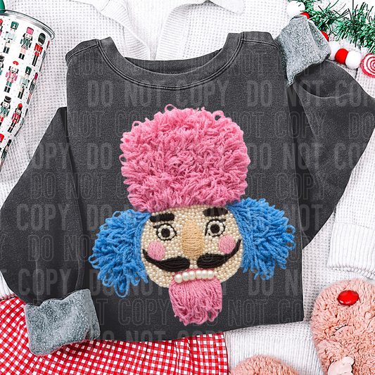 Nutcracker Christmas Faux Fake Yarn and Sequin Ready to Press Transfer DTF Transfer Sublimation Transfer