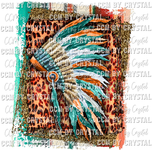 Native American Headdress Leopard Print Ready to Press Transfer