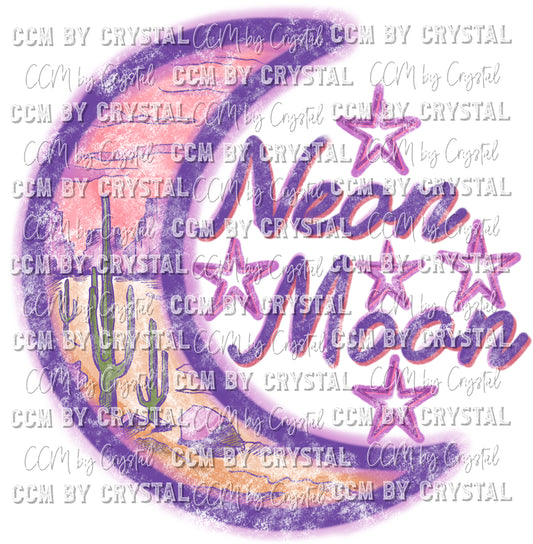 Neon Moon Distressed Print Ready to Press Transfer