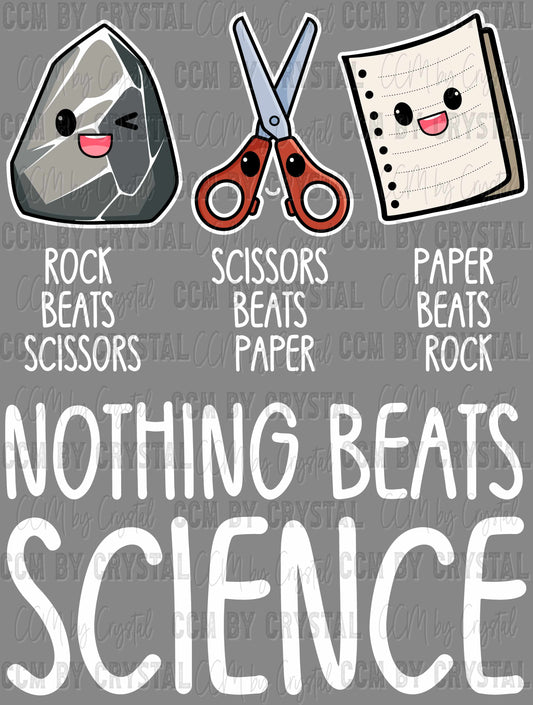 Nothing Beats Science Rock Paper Scissors Ready to Press Transfer DTF Transfer