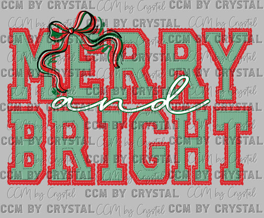 Merry and Bright Prepster Christmas Ready to Press Transfer DTF Transfer Sublimation Transfer