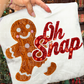 Oh Snap Gingerbread Man Christmas Faux Fake Yarn and Sequin Ready to Press Transfer DTF Transfer Sublimation Transfer