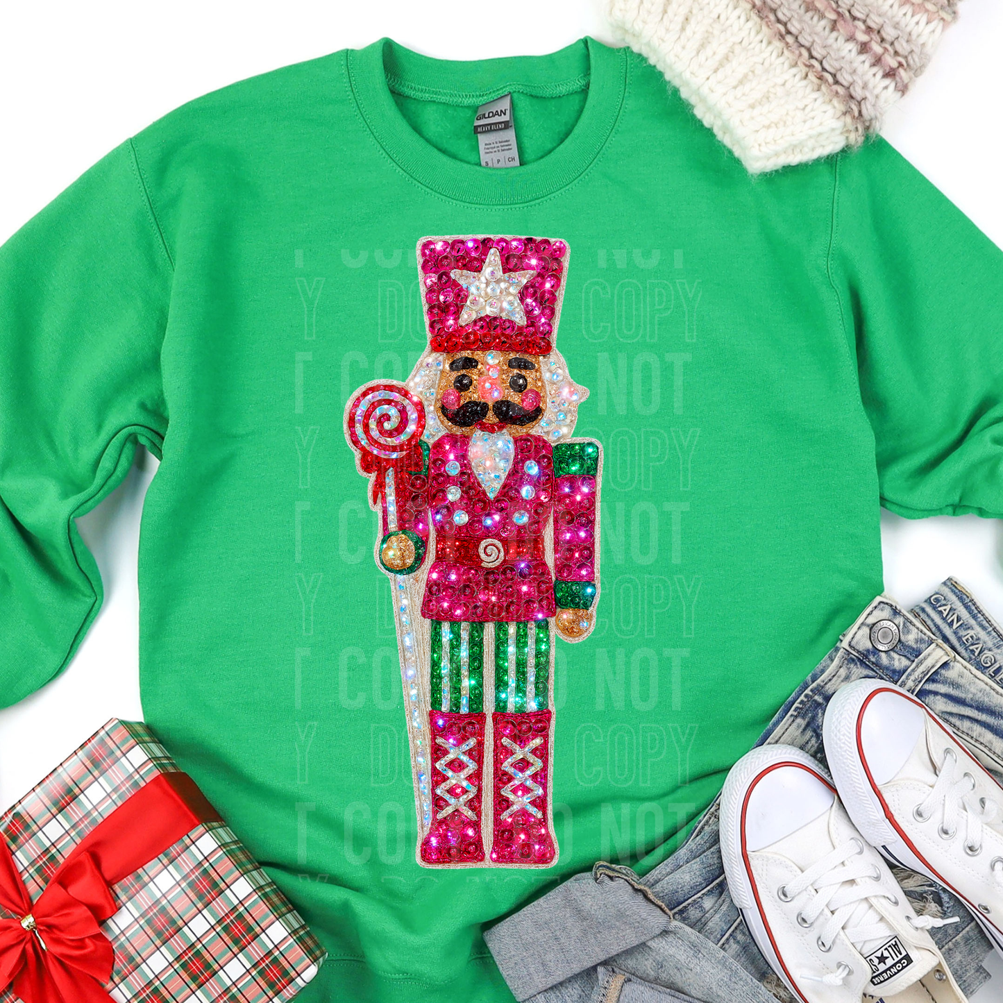 Nutcracker Christmas Faux Fake Sequin Ready to Press Transfer DTF Transfer Sublimation Transfer
