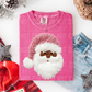 Santa Pink Christmas Faux Fake Yarn Ready to Press Transfer DTF Transfer Sublimation Transfer