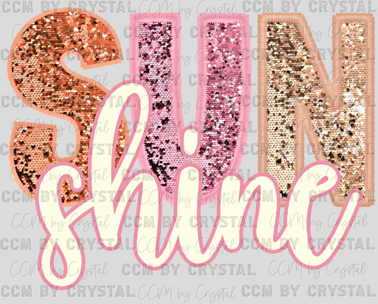 Sunshine Faux Embroidery Faux Sequins Ready to Press Transfer