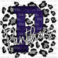 P Panther Dark Blue on Silver Leopard Print Ready To Press Transfer