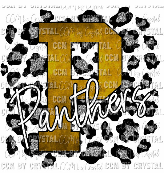 P Panther Gold on Silver Leopard Print Ready To Press Transfer