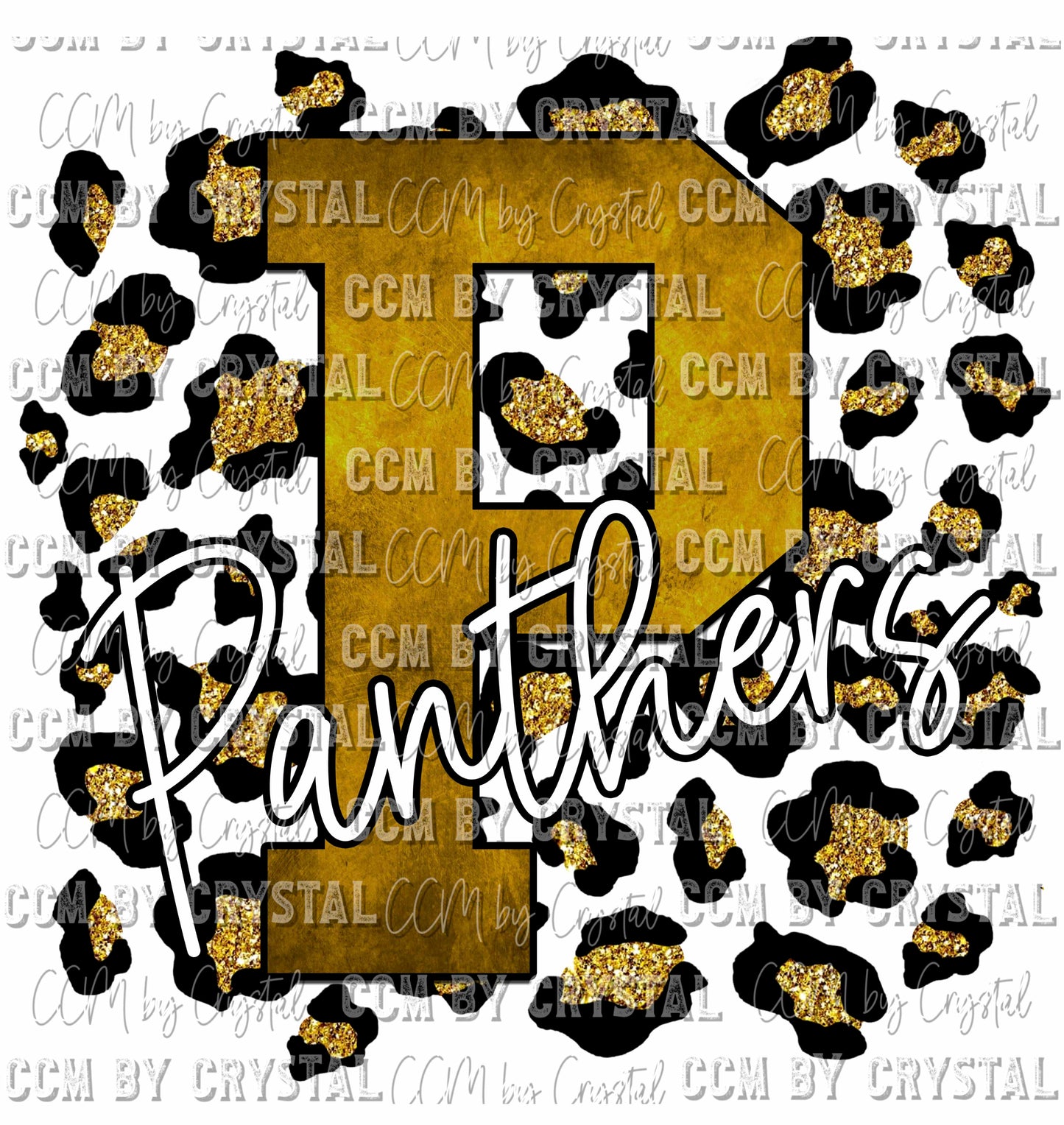 P Panther Gold on Gold Leopard Print Ready To Press Transfer