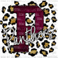 P Panther Maroon on Gold Leopard Print Ready To Press Transfer