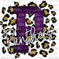 P Panther Purple on Gold Leopard Print Ready To Press Transfer