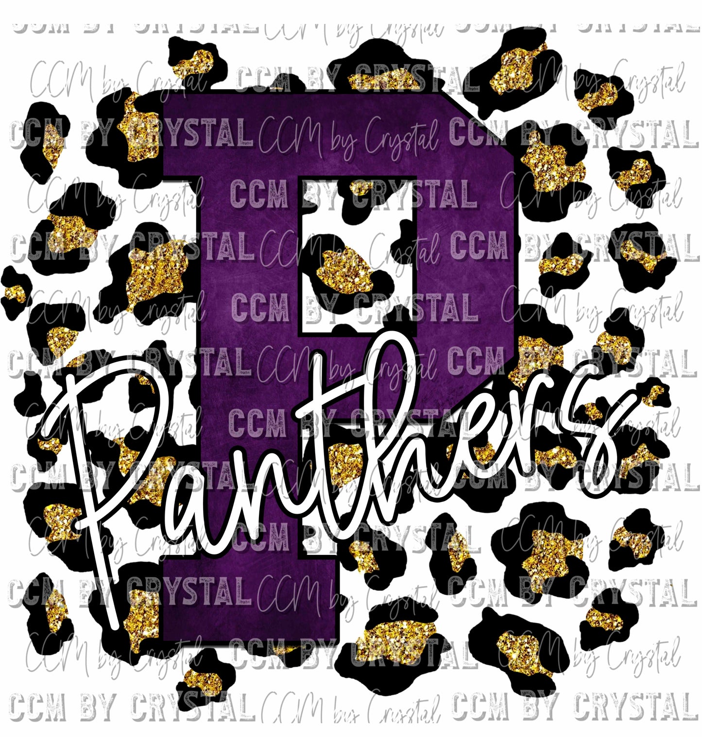 P Panther Purple on Gold Leopard Print Ready To Press Transfer