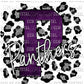 P Panther Purple on Silver Leopard Print Ready To Press Transfer