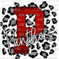 P Panther Red on Silver Leopard Print Ready To Press Transfer