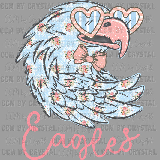 Preppy Eagles Mascot Ready to Press Transfer DTF Transfer Sublimation Transfer