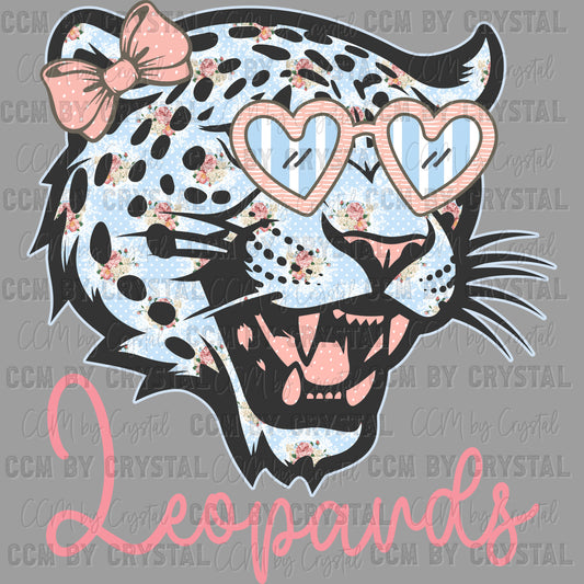 Preppy Leopards Mascot Ready to Press Transfer DTF Transfer Sublimation Transfer