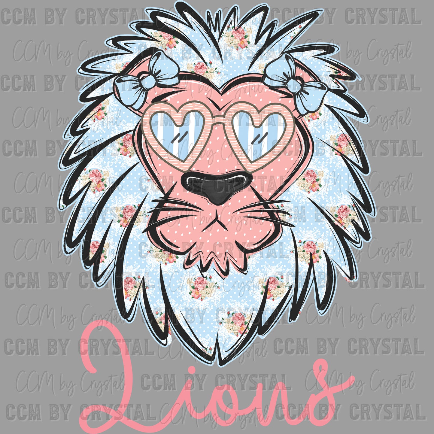 Preppy Lions Mascot Ready to Press Transfer DTF Transfer Sublimation Transfer