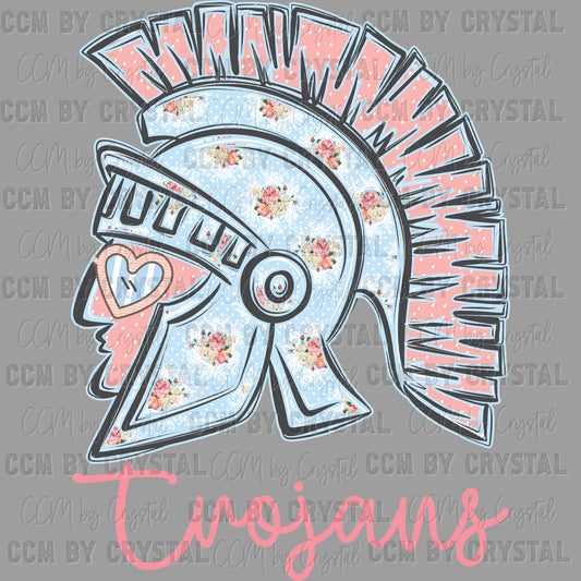 Preppy Trojans Mascot Ready to Press Transfer DTF Transfer Sublimation Transfer