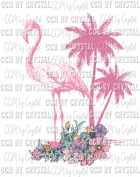 Pretty Chill Pocket Sleeve Flamingo Palm Trees Summer Summertime Ready to Press Transfer