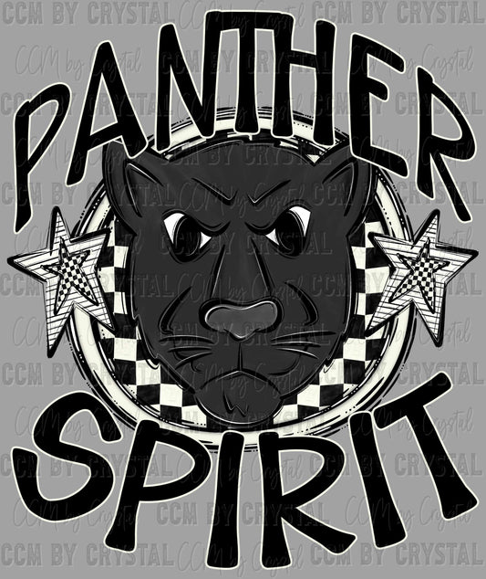 Panther Spirit Stars Checkered Sports Mascot Ready to Press Transfer DTF Transfer Sublimation Transfer