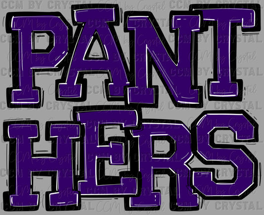 Panthers Purple Sports Mascot Ready to Press Transfer DTF Transfer Sublimation Transfer