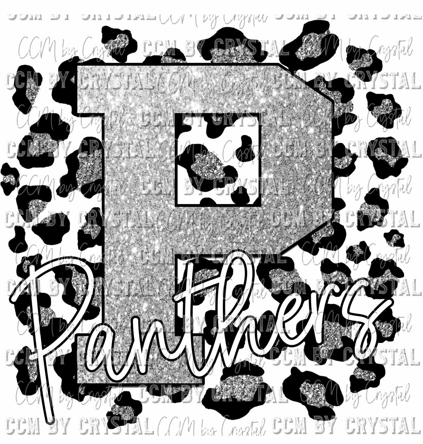 Panthers Silver Glitter Ready To Press Transfer