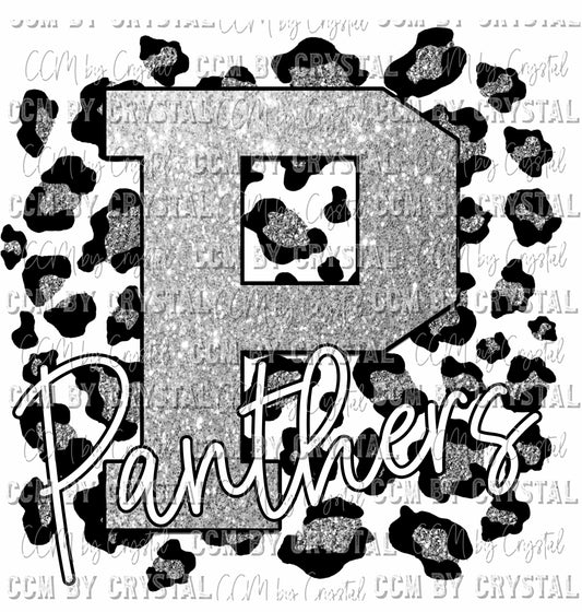 Panthers Silver Glitter Ready To Press Transfer