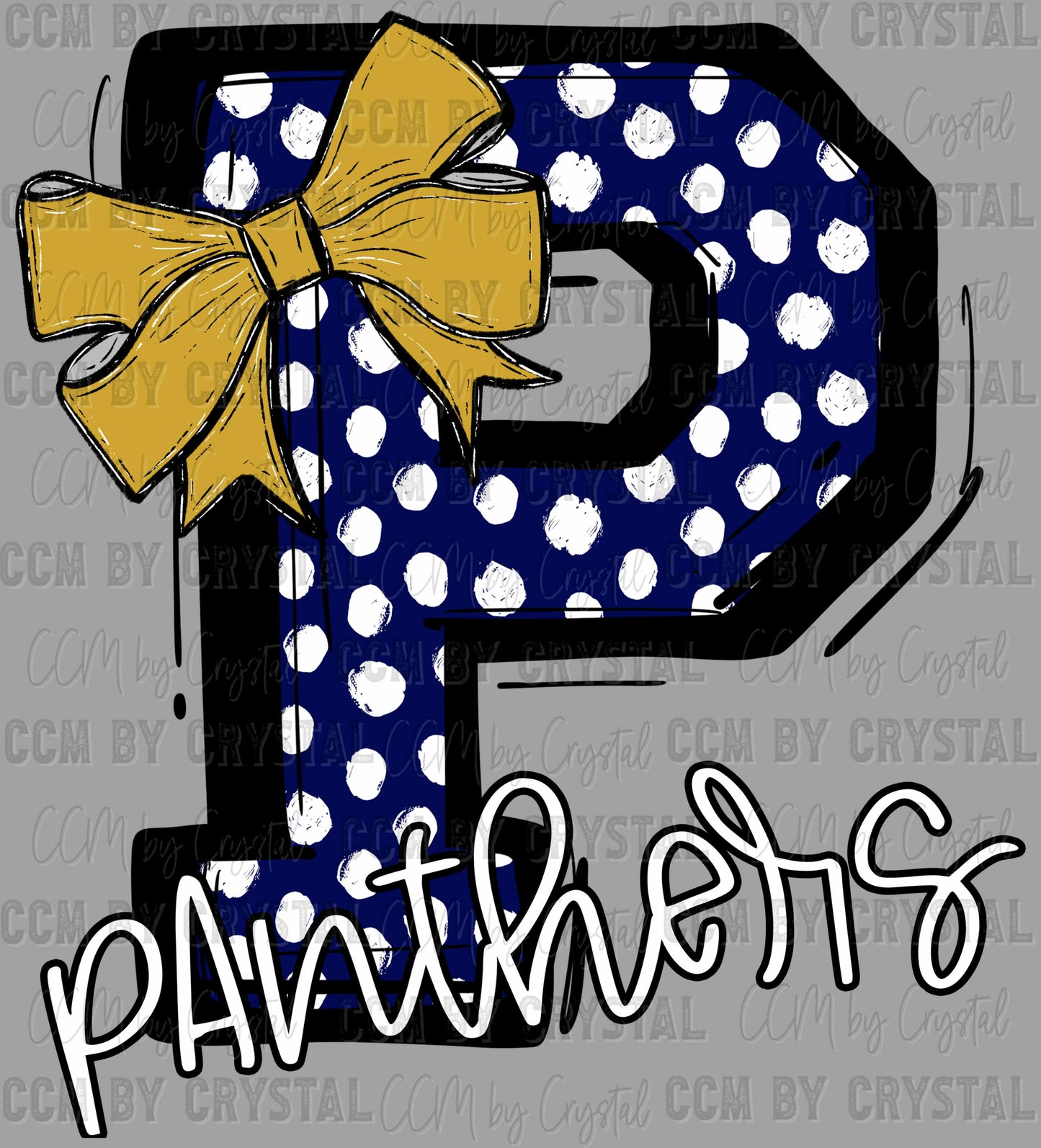 Panthers Bow Dots Sports Mascot Ready to Press Transfer DTF Transfer Sublimation Transfer