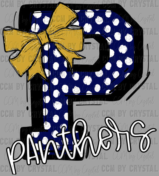 Panthers Bow Dots Sports Mascot Ready to Press Transfer DTF Transfer Sublimation Transfer