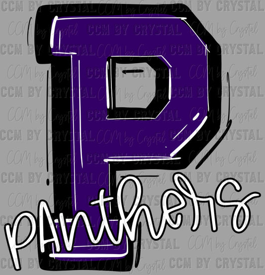 Panthers Purple Sports Mascot Ready to Press Transfer DTF Transfer Sublimation Transfer