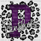 P Panthers Purple with Silver Leopard Background Mascot Ready to Press Transfer