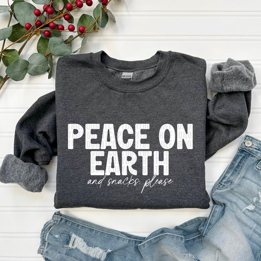 Peace On Earth and Snacks Please Ready to Press Transfer DTF Transfer Sublimation Transfer