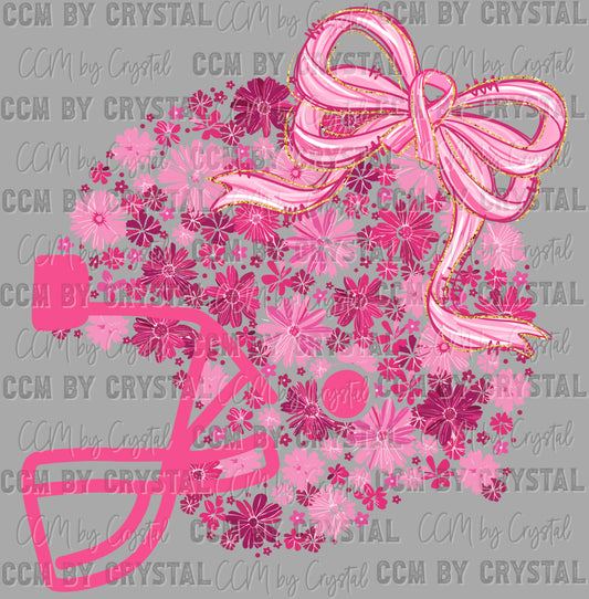 Pink Floral Helmet Ready to Press Transfer DTF Transfer Sublimation Transfer
