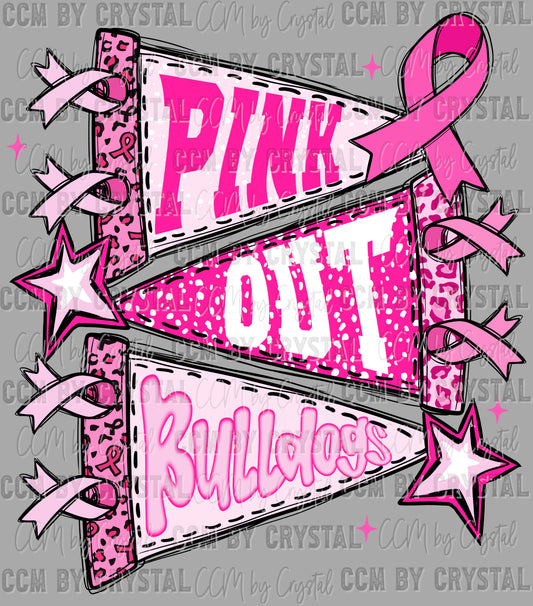 Pink Out Bulldogs Ready to Press Transfer DTF Transfer Sublimation Transfer