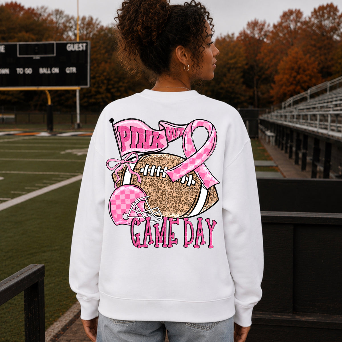 Pink Out Game Day Football Mascot Ready to Press Transfer Direct to Film DTF Transfers
