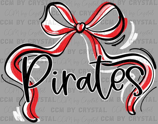 Pirate Bow Ribbon Sports Mascot Ready to Press Transfer DTF Transfer Sublimation Transfer