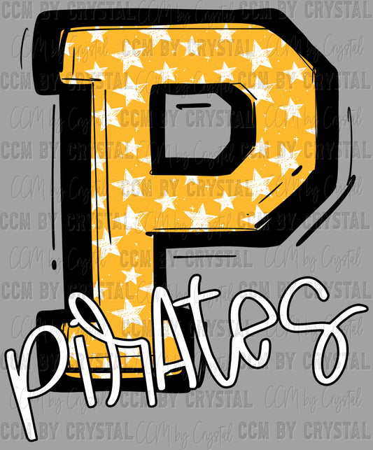 Pirate Stars Sports Mascot Ready to Press Transfer DTF Transfer Sublimation Transfer