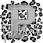P Panthers Grey with Silver Glitter Leopard Background Mascot PNG Digital File ONLY