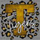 Tigers Leopard Faux Glitter Gold and Black Mascot Ready to Press Transfer DTF Transfer Sublimation Transfer