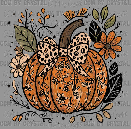 Pumpkin Fall Bow Ready to Press Transfer DTF Transfer Sublimation Transfer