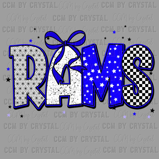 Rams Blue Mascot Ready to Press Transfer DTF Transfer Sublimation Transfer